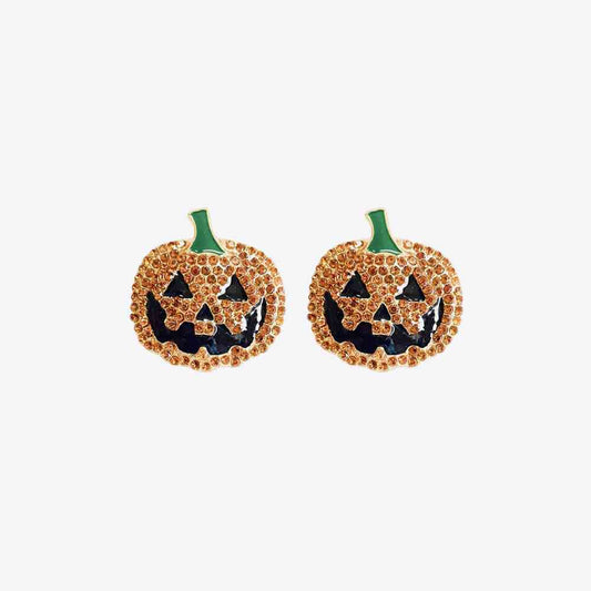 Demon Pumpkin Rhinestone Alloy Earrings | Sugarz Chique Boutique