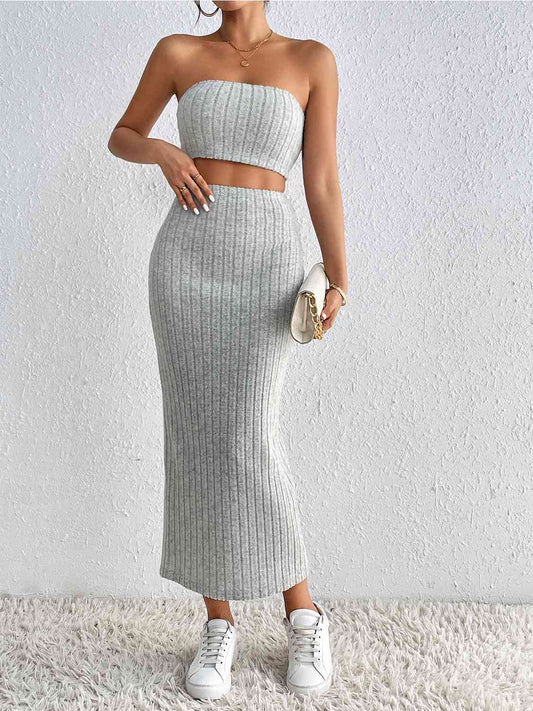 Ribbed Tube Top & Midi Skirt Set | Sugarz Chique Boutique