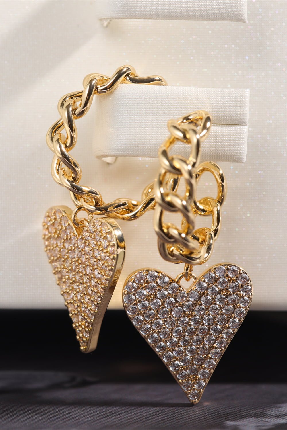 Zircon Decor Heart C-Hoop Drop Earrings | Sugarz Chique Boutique
