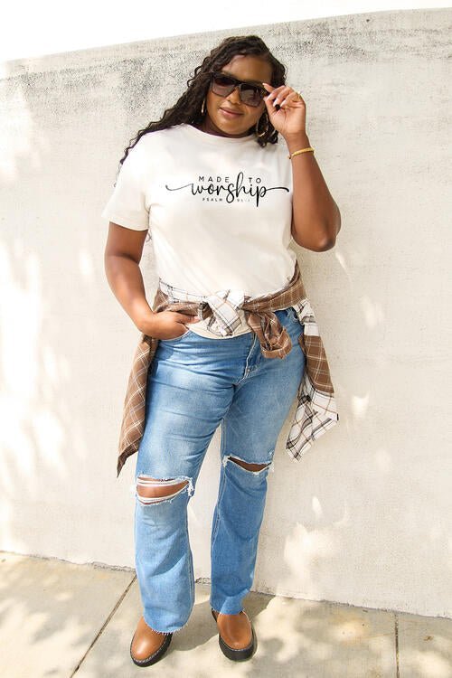 Simply Love Full Size MADE TO WORSHIP Short Sleeve T-Shirt | Sugarz Chique Boutique