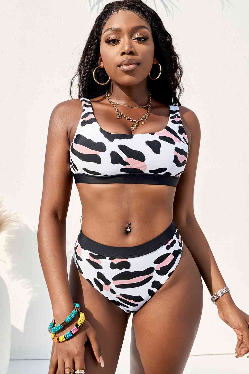 Striped Tank High Waist Bikini | Sugarz Chique Boutique