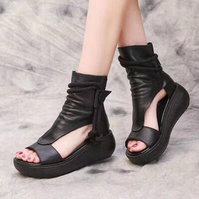 PU Leather Open Toe Wedge Sandals | Sugarz Chique Boutique