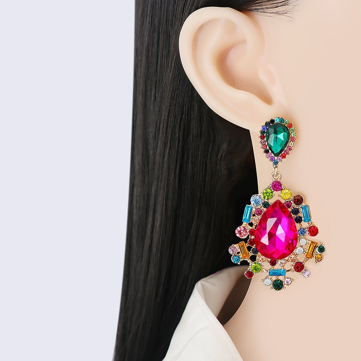 Teardrop Shape Rhinestone Alloy Dangle Earrings | Sugarz Chique Boutique