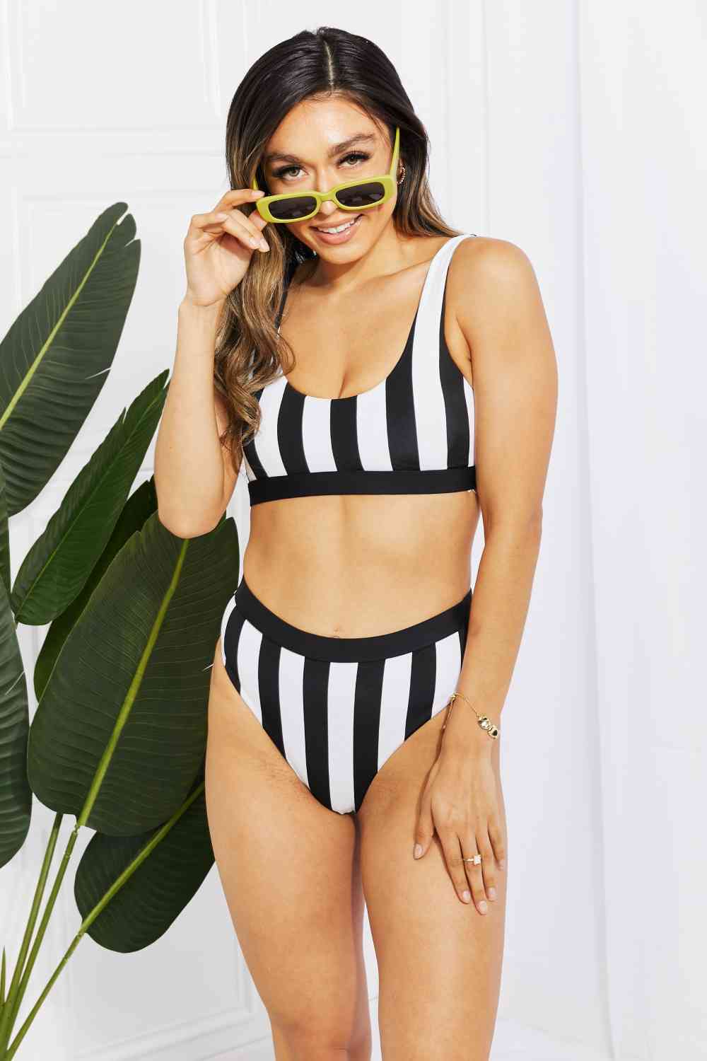 Striped Tank High Waist Bikini | Sugarz Chique Boutique