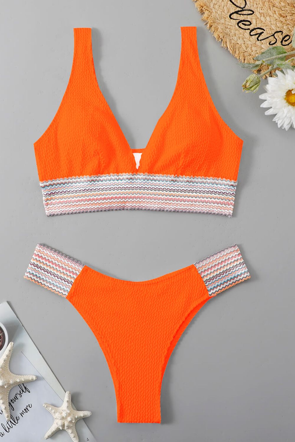 Contrast Textured High Cut Swim Set | Sugarz Chique Boutique