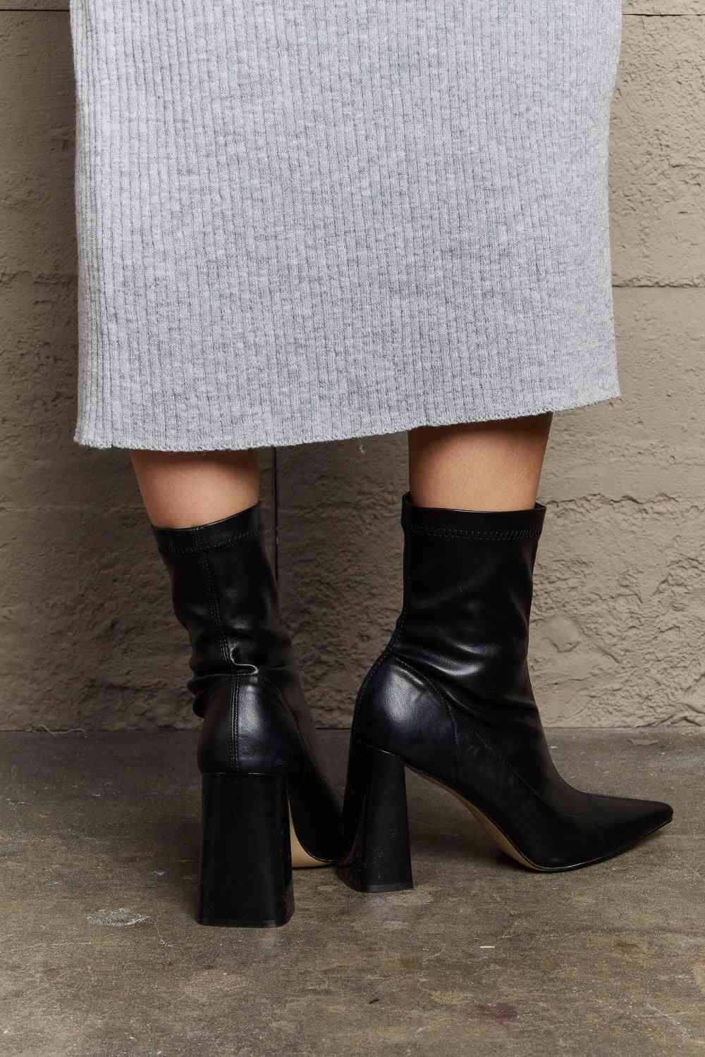 Weeboo Stacy Block Heel Sock Boots | Sugarz Chique Boutique