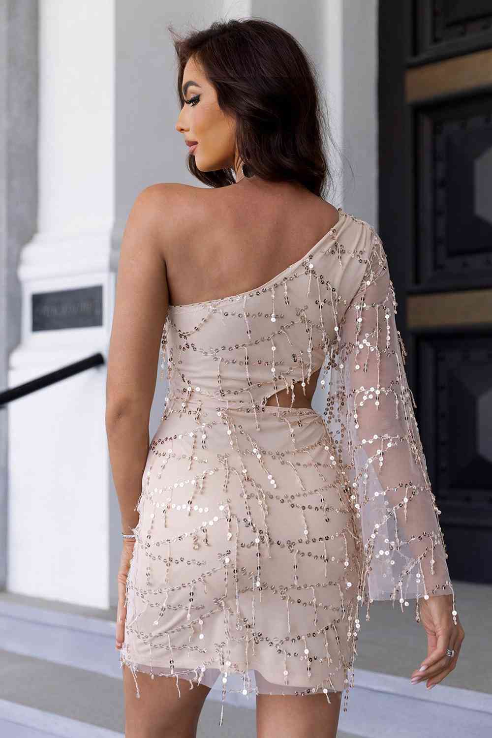 Sequin Cutout One-Shoulder Dress | Sugarz Chique Boutique