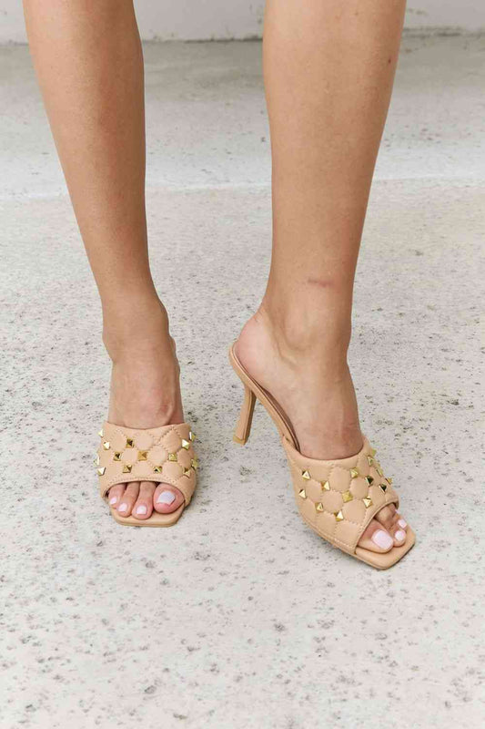 Forever Link Square Toe Quilted Mule Heels in Nude | Sugarz Chique Boutique