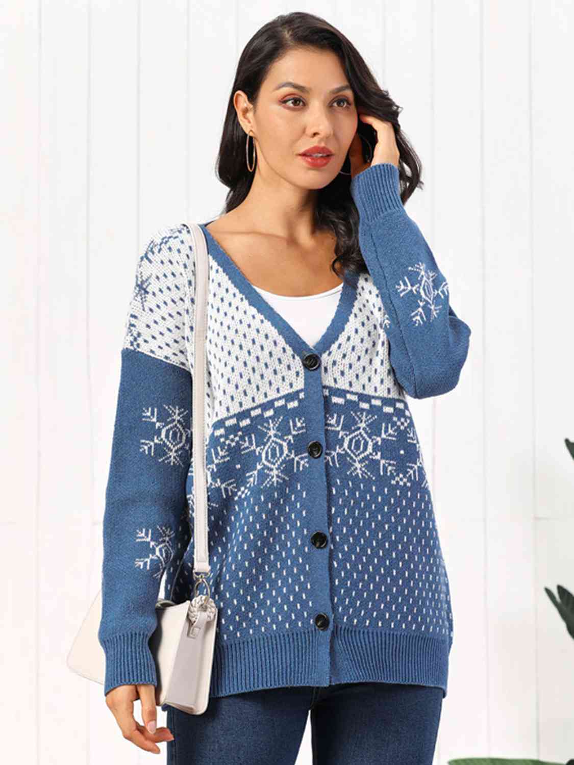 Snowflake Button Down Cardigan | Sugarz Chique Boutique