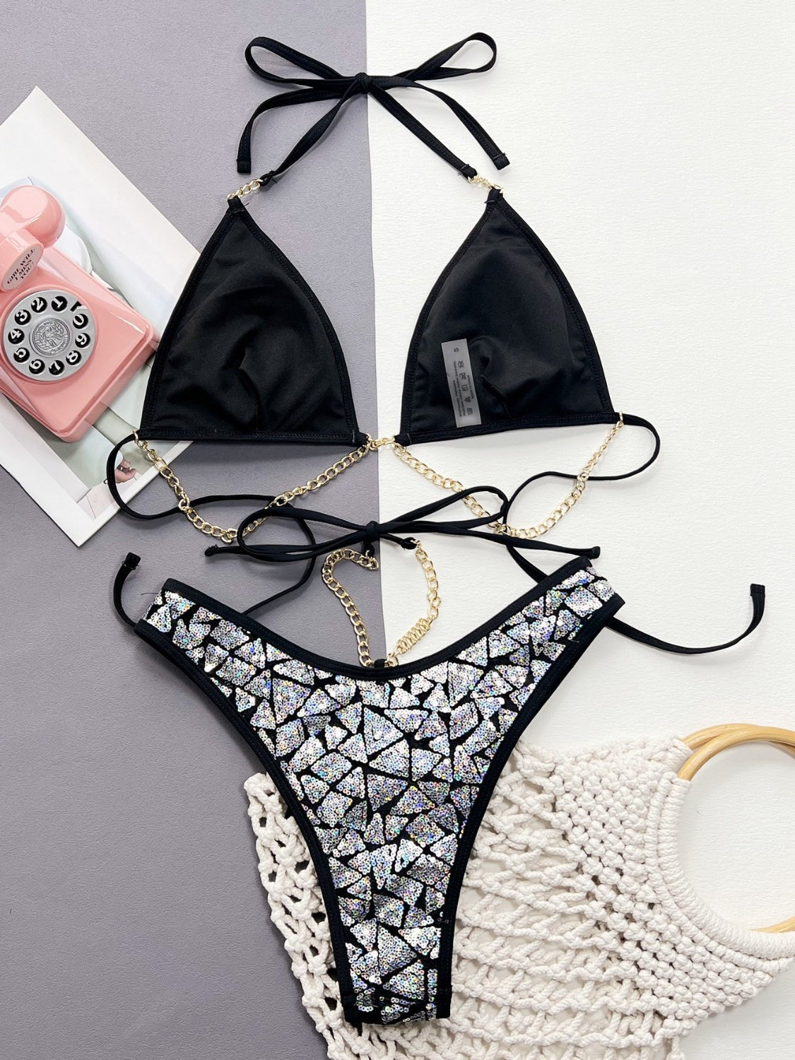 Sequin Halter Neck Two-Piece Bikini Set | Sugarz Chique Boutique