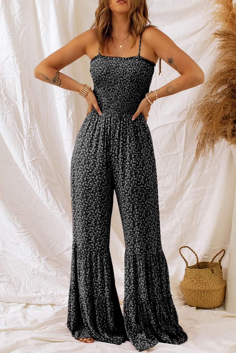 Floral Spaghetti Strap Wide Leg Jumpsuit | Sugarz Chique Boutique