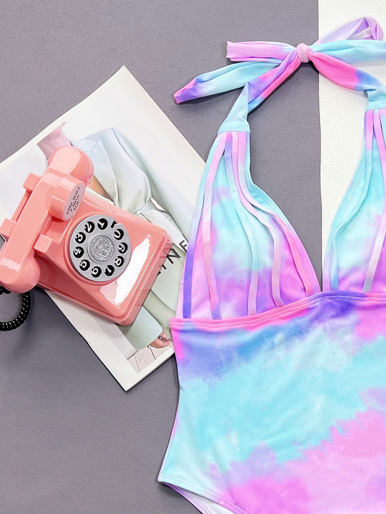 Tie-Dye Halter Neck One-Piece Swimsuit | Sugarz Chique Boutique